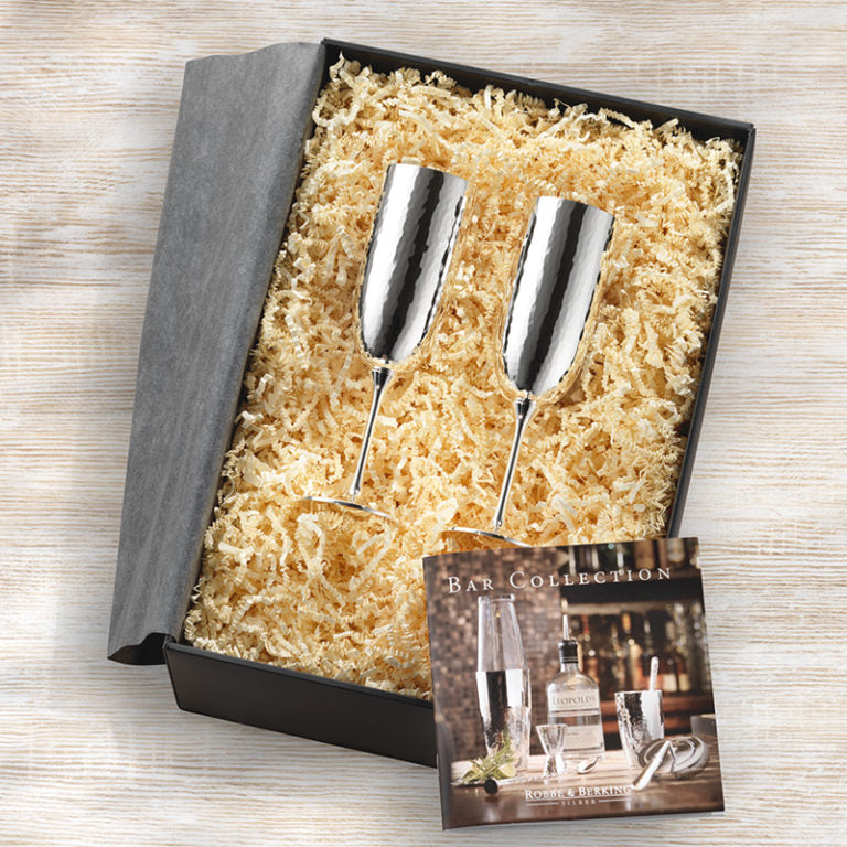 Robbe & Berking Champagne Flutes in Martele style (2 pcs.) (Germany)
