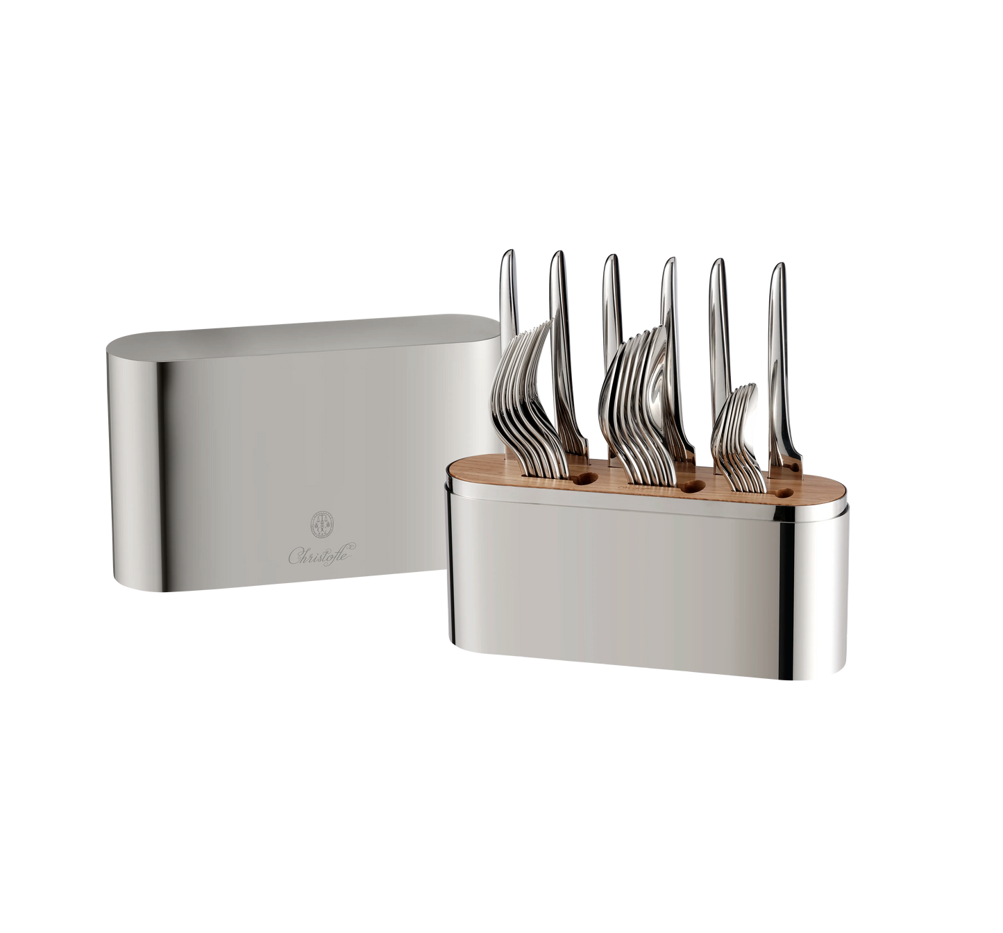 L' Ame de Christofle 24-Piece Stainless Steel Flatware Set with Chest