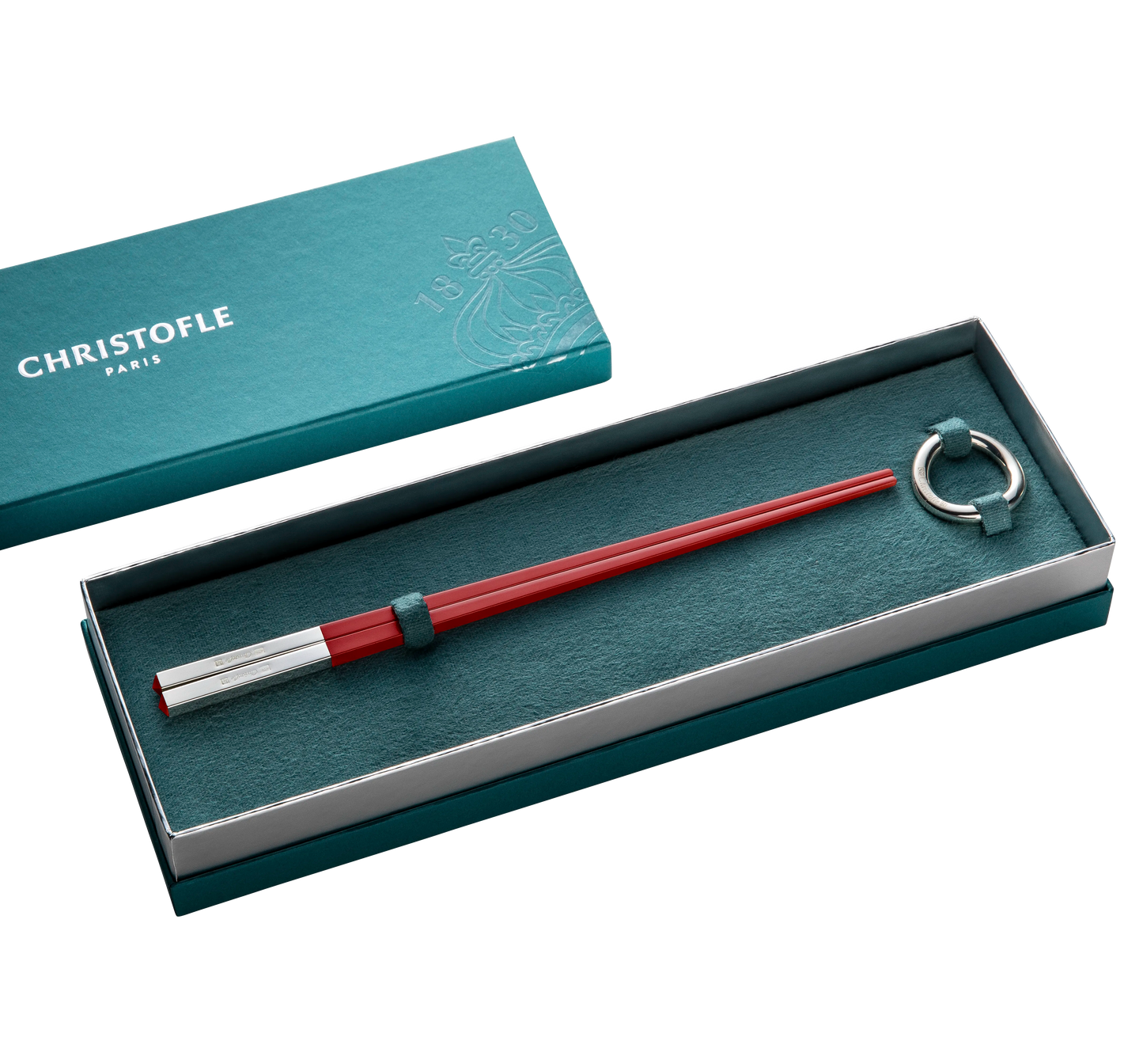 Christofle UNI Set of red Chinese chopsticks and chopsticks rest
