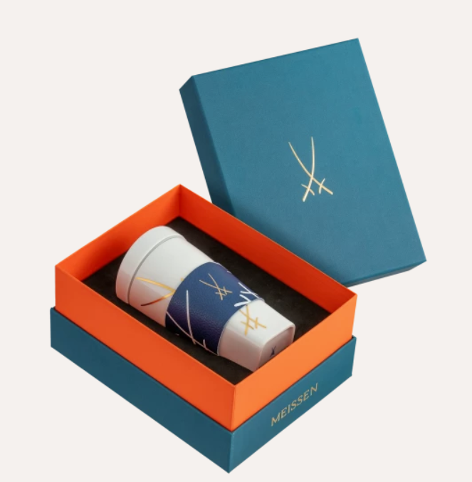 Meissen Coffee To Go Mug, Shape "Nova", Swords (Germany)