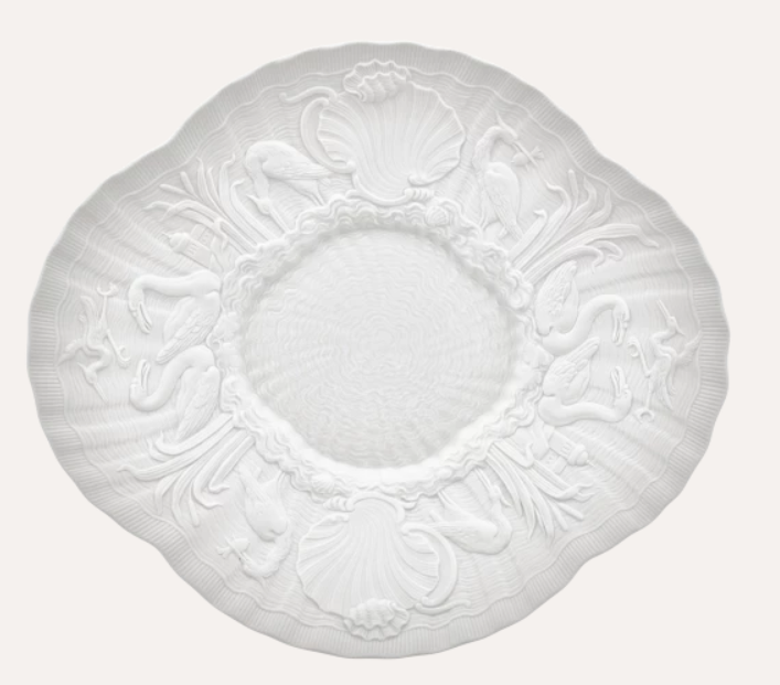 Meissen Gourmet Plate, Shape "Swan Service", bisque white (Germany)