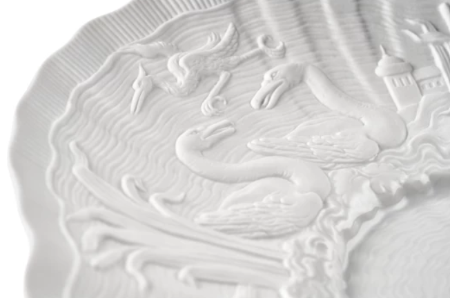 Meissen Gourmet Plate, Shape "Swan Service", bisque white (Germany)
