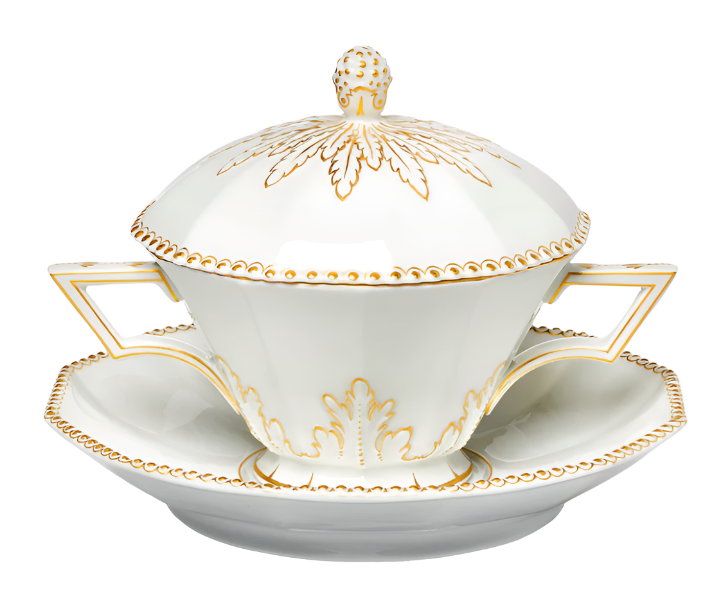 Nymphenburg "Perl Goldperlen" Soup cup with 2 handles designed by Dominikus Auliczek in 1792/95 (Germany)
