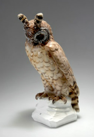 Nymphenburg Figurine "Great Horned Owl" designed by August Goehring in 1927 (Germany)