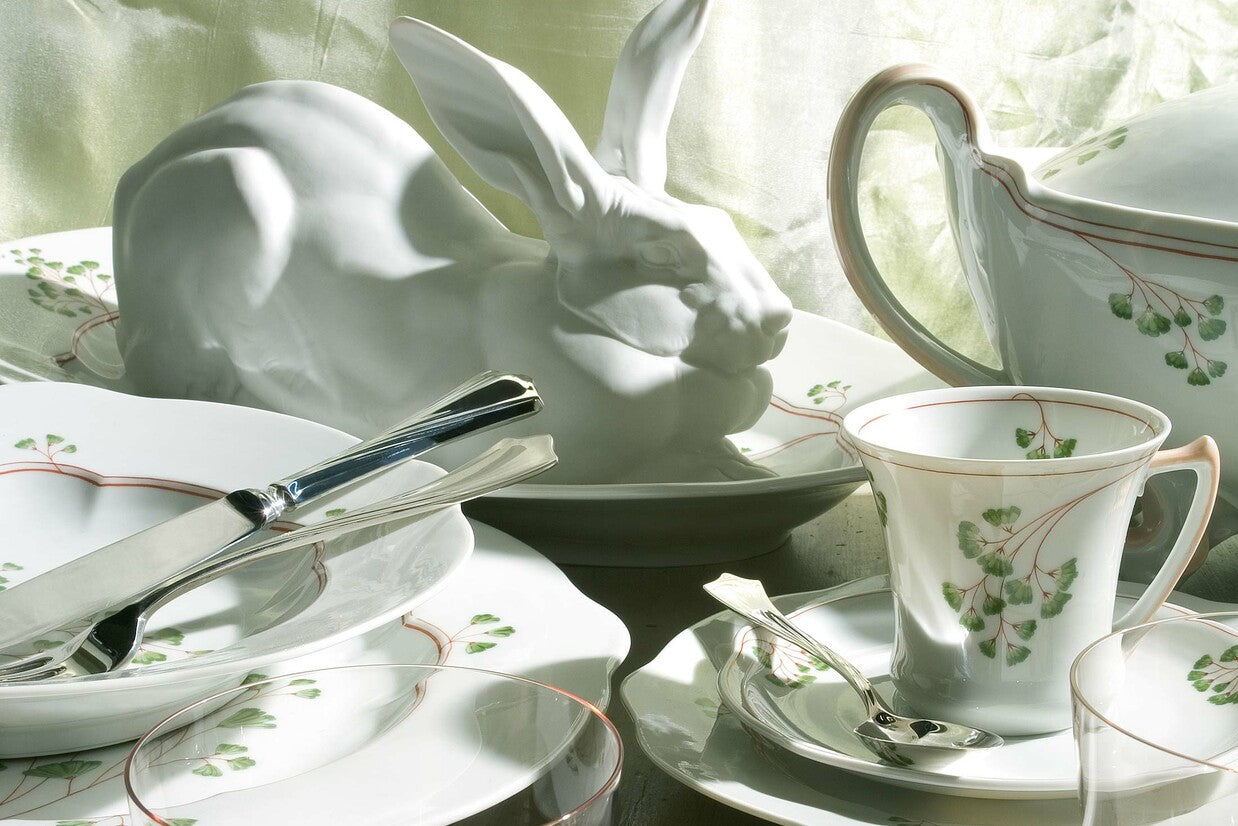 Nymphenburg "Ginkgo" Tea Service designed by Max Rossbach in 1900 (Germany)