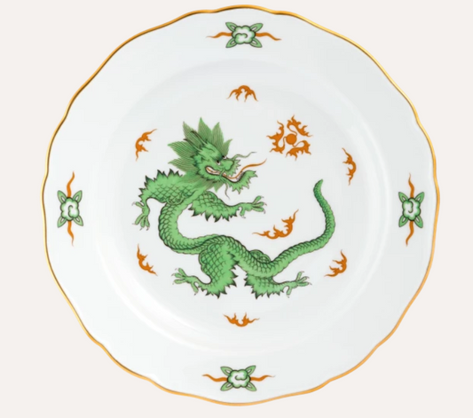 Meissen Dinner Plate, Shape "New Cutout", Mint Dragon green 22 cm (Germany)