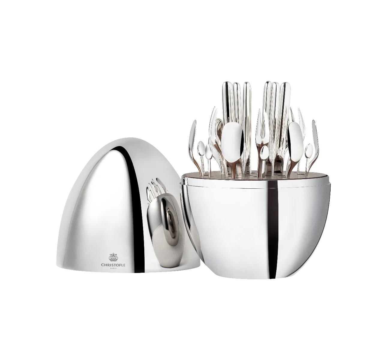 Christofle Christofle MOOD Party Silver-Plated 24-Piece Flatware Set with Chest ...