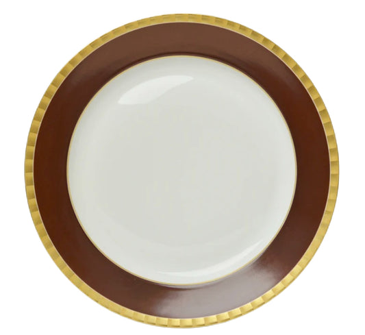 Nymphenburg "Lotos Collection" Dinner Plate in deep brown, 24K gold rim (Germany)