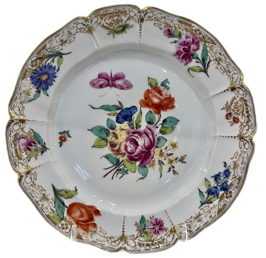 Nymphenburg "Rococo Cumberland Collection" Breakfast plate, 24K gold rim (Germany)