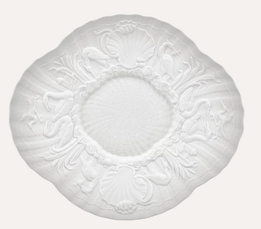 Meissen Gourmet Plate, Shape "Swan Service", bisque white (Germany)