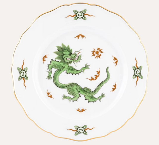 Meissen Dinner Plate, Shape "New Cutout", Mint Dragon green 28 cm (Germany)