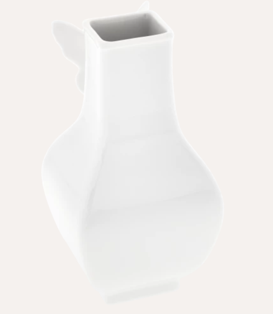 Meissen Vase, "Butterfly Collection", square, small, white, H 13 cm
