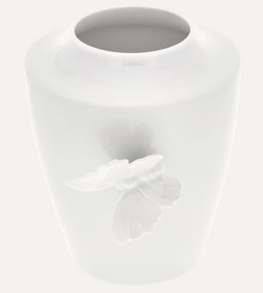 Meissen Vase, "Butterfly Collection", round, small, white, H 13.5 cm