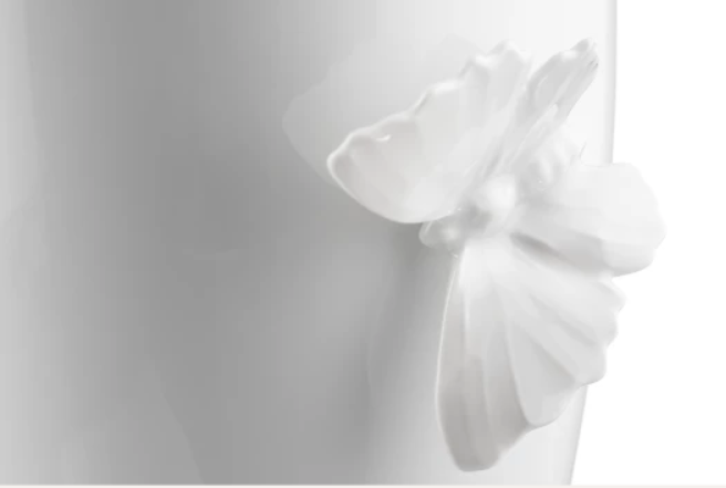 Meissen Vase, "Butterfly Collection", round, small, white, H 13.5 cm