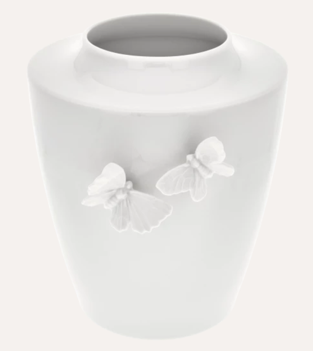 Meissen Vase, "Butterfly Collection", round, large, white, H 20.5 cm