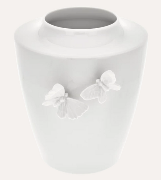 Meissen Vase, "Butterfly Collection", round, large, white, H 20.5 cm