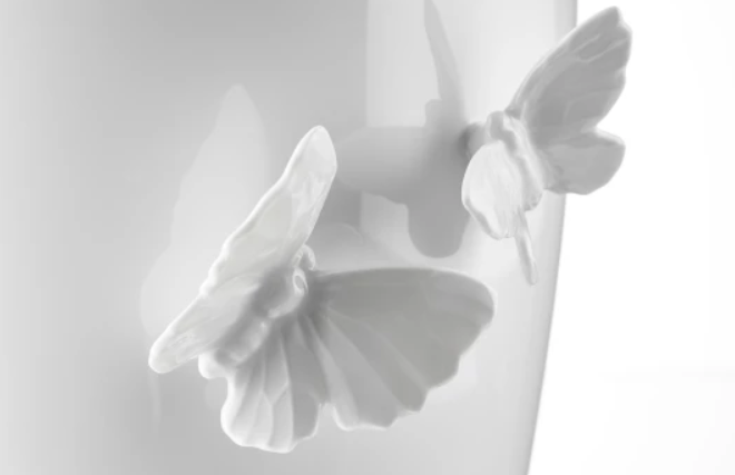 Meissen Vase, "Butterfly Collection", round, large, white, H 20.5 cm