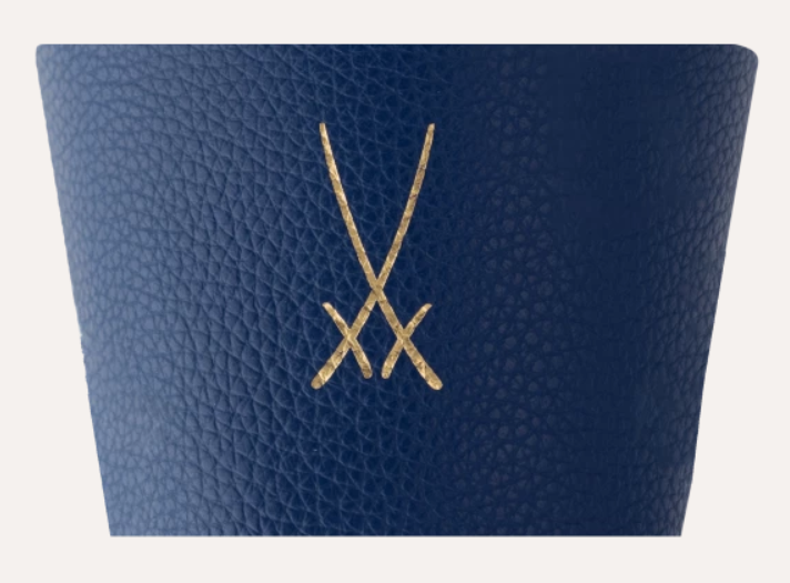 Meissen Cuff for coffee to go mug, blue, trademark, gold