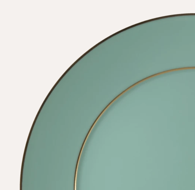 Meissen Dinner Plate, Shape "No ", "The Original", plain, celadon, gold, 29 cm