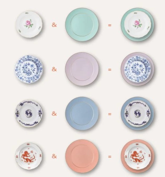 Meissen Dinner Plate, Shape "No 41", "The Original", plain, blue, gold, 29 cm