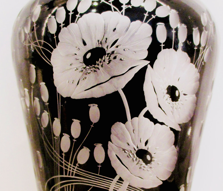 Lobmeyr Black Enameled Vase III - "Poppy"