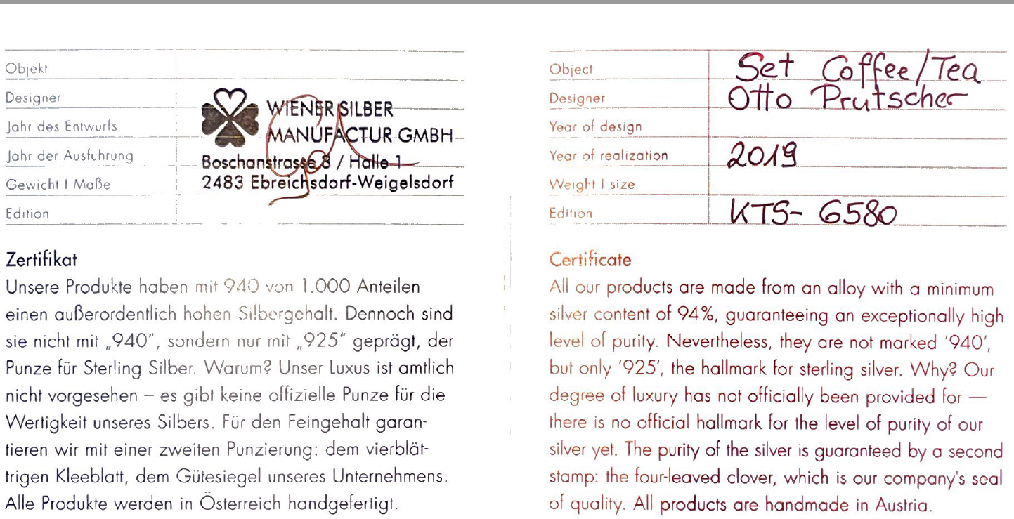 Wiener Silber "Otto Prutscher" Coffee /Tea Set (Austria)